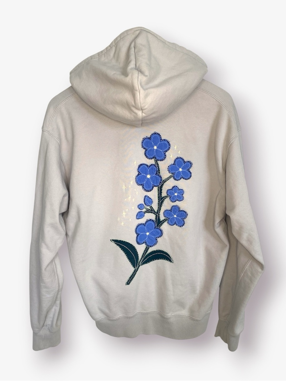 UNIQLO Light Gray Zip Hoodie Customized with Embroidery Unisex Size S